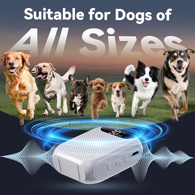 MALOK Anti Barking Device for Dogs, Ultrasonic Dog Bark Deterrent Devices with Adjustable Frequency & Range, Type-C Rechargeable Dog Barking Silencer for Walking, Yard Indoor & Outdoor Use