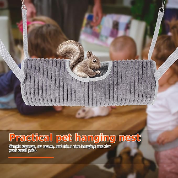 DOITOOL Pet Ferret Tunnel Hammock Gray Hanging Sleeping Bed for Hamster Mouse Squirrel Small Animals Cage Accessory