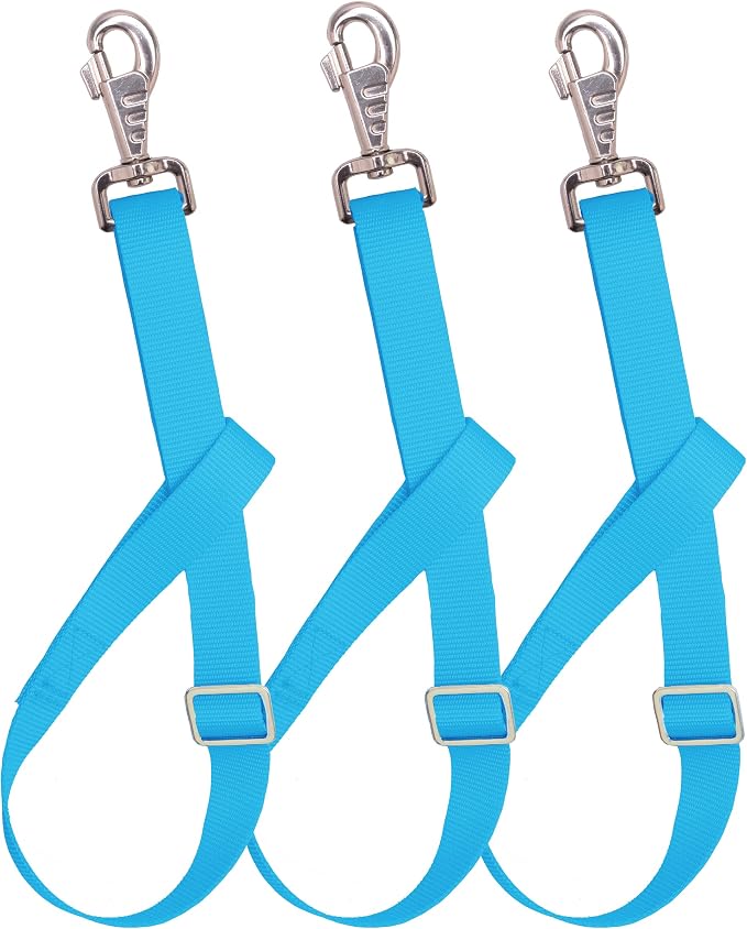 Adjustable Nylon Bucket Strap （3 Pack）- for Hay Nets, Water Buckets, Hanging Strap,Horse Outdoor Feeders,Heavy Duty Horse Water Feed, 30" (Hurricane Blue)