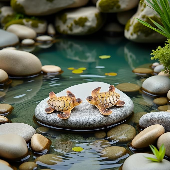 Jowxsx 2Pcs Micro Landscape Mini Turtle Resin Miniature Figurines Ornament for Aquarium Garden Bonsai Home DIY Decoration