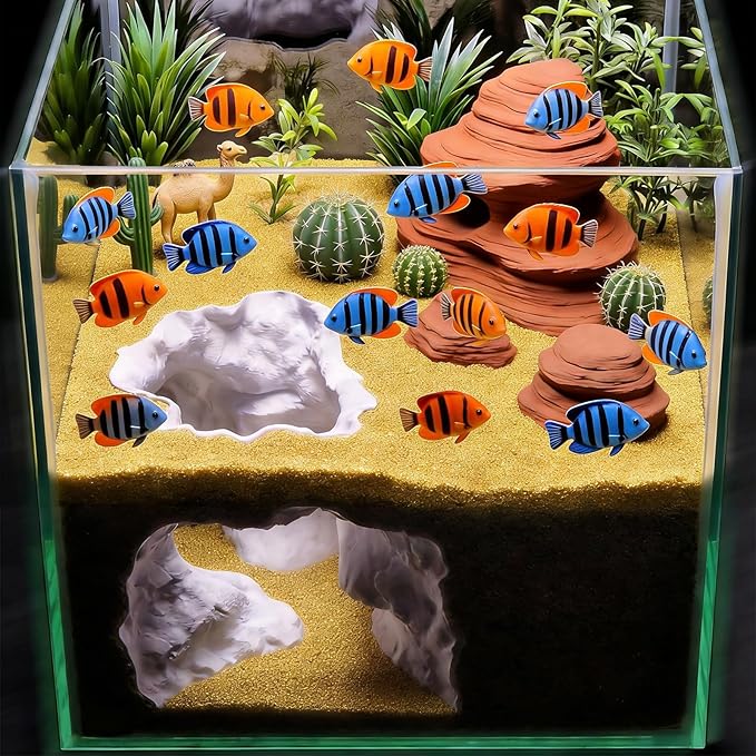 Aquarium Accessories, Fish Tanks Decoration Cottage Ornament for Fish Tanks Landscape Hideouts Cave Decors Bettas House Cave Ornament for Landscapes