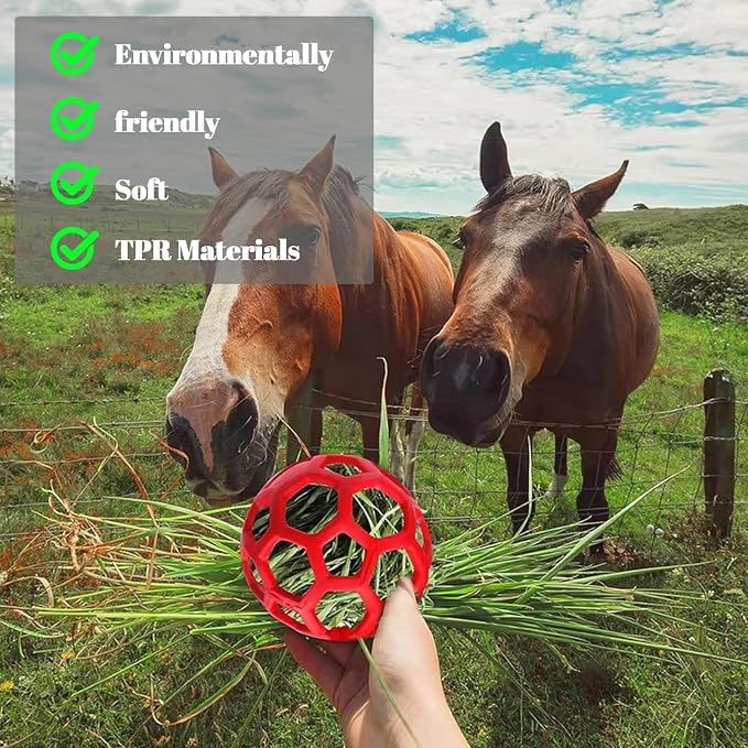 Goat Feeder Hanging Feeding Toy,Horse Treat Hay Feeder Toy, Durable TPR Feeding,for Horse Goat Sheep Relieve Stress,Stretch-Resistant Design（Red）