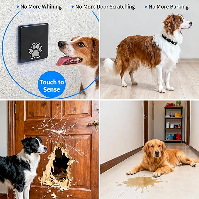 Dog Door Bell for Potty Training, Battery-Free Self-Powered Wireless Dog Bell for Door to Go Outside, Waterproof Smart Pet Doorbell with Multiple Melodies, Long Range for Large Breed Dogs