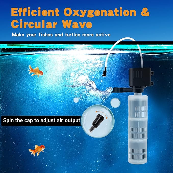 Aquarium Filter Fish Tank Filter, Submersible Aquarium Filter - Aquarium Filter for 55 Gallon 75 Gallon Fish Tank, 40 to 150 Gallon, Internal Filter for Aquarium with 3 Stages Filter Media