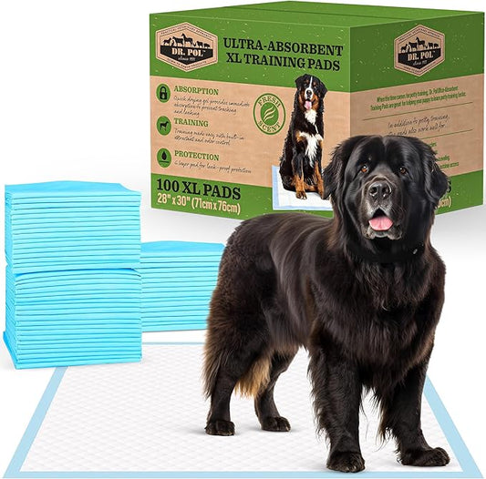 Dr. Pol Puppy Training Pads - X-Large Scented Pee Pads for Dogs with Ultra Absorbent Quick Dry Gel, 28 x 30, 100 Count