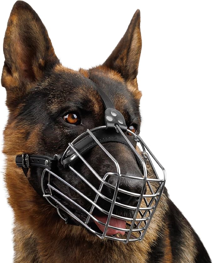 BRONZEDOG Wire Basket Dog Muzzle, Breathable Metal Mask for Small, Medium & Large Dogs, Adjustable & Padded, Training & Behavior Support (Size 6)