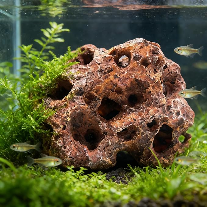 M2cbridge Large Aquarium Resin Holey Rock Decorations Hideouts Mountain Hideaway Caves Aquascaping (Color B)