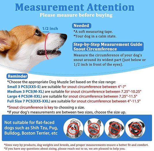 Dog Muzzle Suits for Small Medium Large Dogs, Mesh Muzzle Anti Biting Chewing, Breathable Mouth Cover Set with Adjustable Strap for Grooming Vet Visiting Training (4 PCS(M-XXL), Beige)