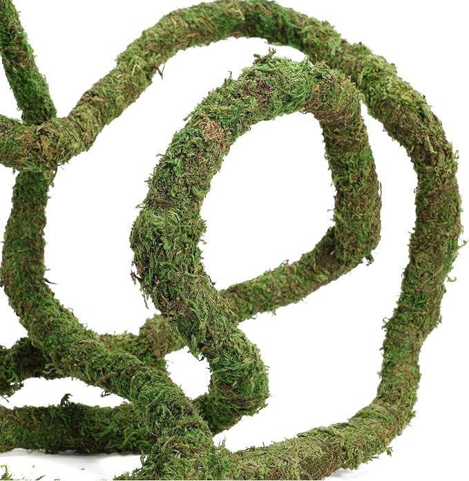 USMOLA Moss Vine for Reptiles, Bendable Climbing Vines Reptile Tank Accessories, Natural Moss Rope for Leopard Gecko, Lizard, Snake, Chameleon, Frog Terrarium Decor (Jungle Green, 9.8 FT)