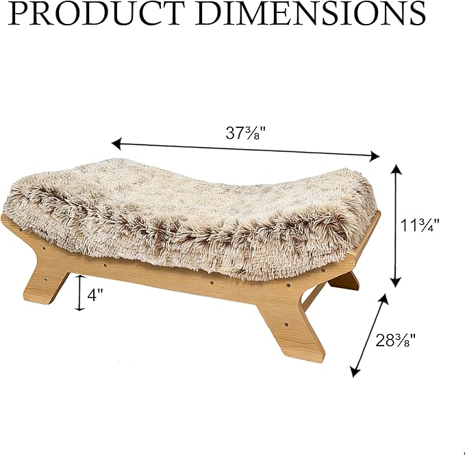 Elevated Dog Bed 37⅜" × 28⅜" × 11¾", Raised Wooden Large Dog Bed Frame and Mattress for Large Pets up to 80lbs