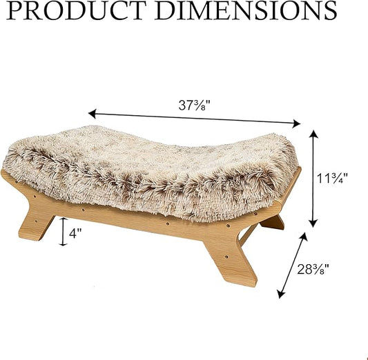 Elevated Dog Bed 37⅜" × 28⅜" × 11¾", Raised Wooden Large Dog Bed Frame and Mattress for Large Pets up to 80lbs