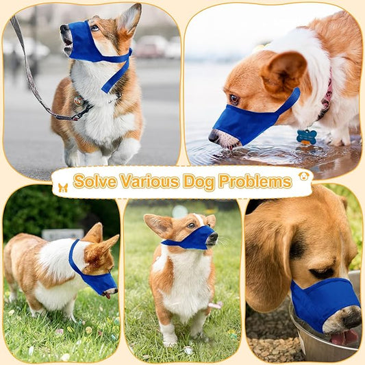 Coppthinktu Dog Muzzle Suit 7PCS Muzzles for Biting Barking Chewing, Adjustable Dog Mouth Cover for Small Medium Large Dogs, Soft Comfortable Dogs Muzzle for Long Snout