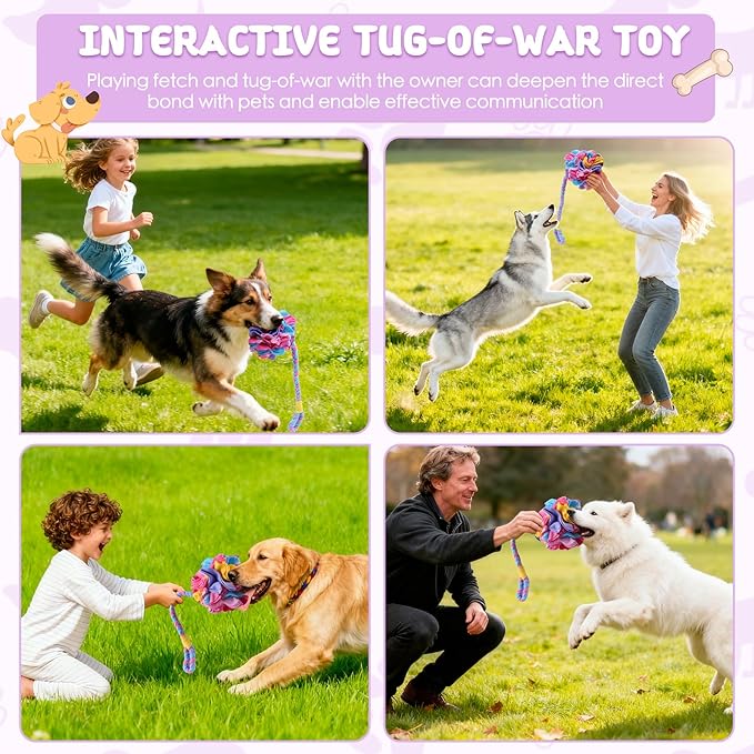 Snuffle Ball Dog Rope Toy, Tug of War Rope Toys for Small Medium Dogs, Interactive Dog Chew Toys Puppy Training Pull Toy for Exercise & Interactive Play Games (Blue)