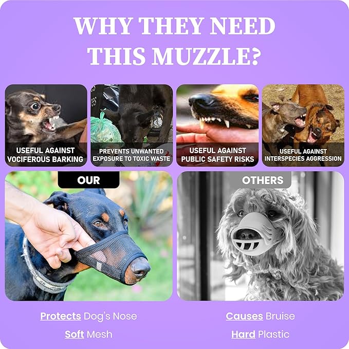 Flintstone Muzzle for Small Dog – Soft Air Mesh Small Dog Muzzle | Breathable Muzzles to Prevent Biting Chewing Grooming | Drinkable Mussels for Dogs Smal (5.1”- 6.3”)