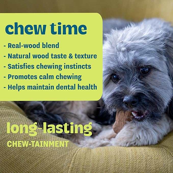 Pupstages Super Dogwood Dog Chew Toy, Made in the USA – Real-Wood Blend, Natural Wood Flavor & Texture, Moderate Chewers, XS, 6"