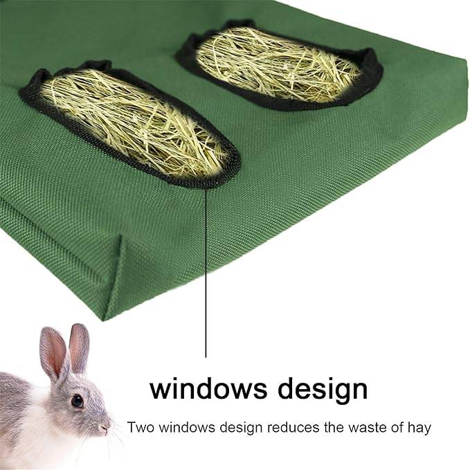 Rabbit Hay Feeder Bag Guinea Pigs Hanging Hay Rack Manger Holder Dispenser Small Animal Feeder Storage Pouch for Bunny Chinchilla Hamster (Pattern Purple, 2 Windows)