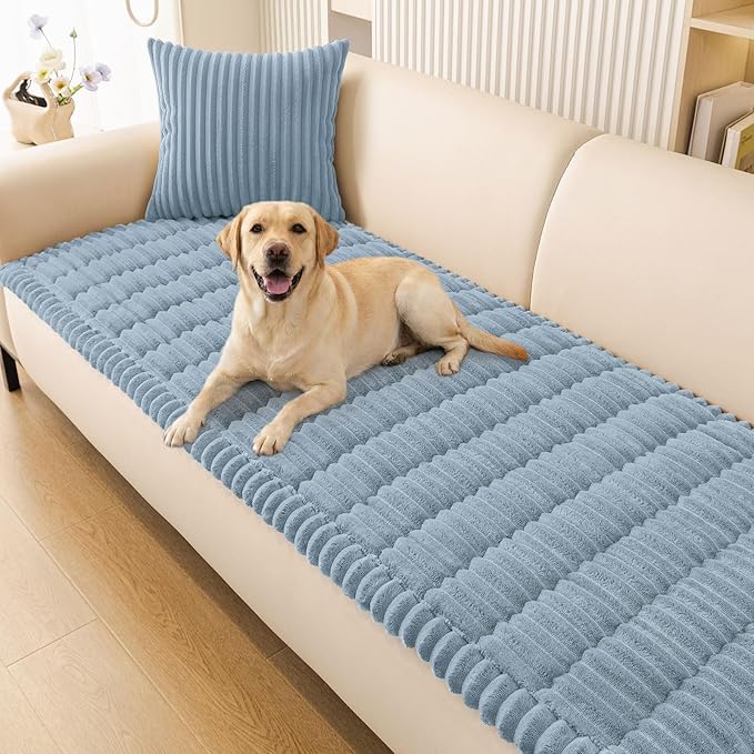 Smiry Couch Cover for Dogs, Non Slip Washable Sofa Protector for Pets, Soft Furniture Cover for Pet, Stylish Sofa Covers, Cozy Protect Against Fur, Dirt & Everyday Messes (Haze Blue, 27.6" x 88")