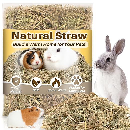 MAQIHAN Natural Straw for Small Animals Bedding- 5.92oz Dry Straw,Garden Straw,Animal Hay Bedding Nest Chaw Toy Bed,Sleeping,Chewing,Nesting and Toys for Rabbits,Bed Mat