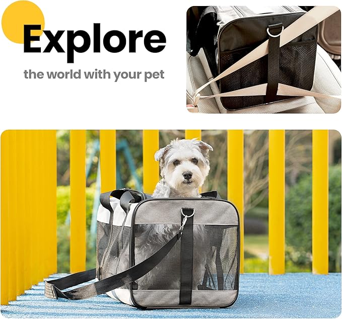 Conlun Cat Carrier Airline Approved, Soft-Sided Dog Carrier with Inner Safety Leash, Pet Transport Carrier for Small-Medium Cats Puppies up to 15 Lbs, Collapsible Travel Kitten Carrier Bag -Pink M