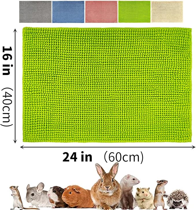 Oncpcare Rabbit Cage Liner 2 Pack – Washable Fleece Bedding Mats for Guinea Pig, Bunny, Ferret, Chinchilla, Rat | Soft Reusable Small Animal Pads (Beige)