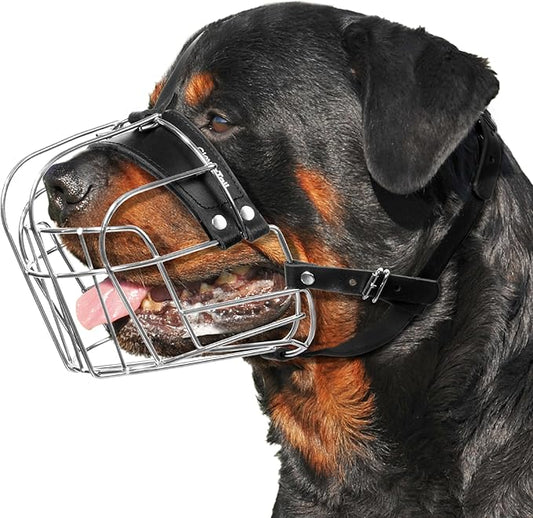 XL Metal Dog Muzzle for Large Sized Dogs – Heavy Duty Rottweiler Muzzle – Basket Extra Large Dog Muzzles for Barking and Biting Cane Corso, Mastiff, Labrador, Bulldog and Other Big Breeds