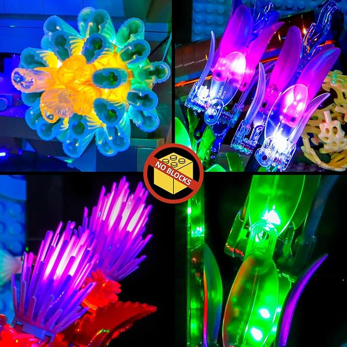 BrickBling LED Light Compatible with Lego Tropical Aquarium 10366, Decoration Lamp Compatible with Lego Tropical Fish Tank- Excluding Model (Colorful Version Light)