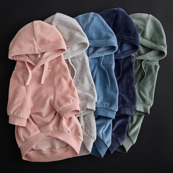 Pet Passion Cooper II Organic Cotton Velour Dog Hoodie Pet Coat for Small, Medium and Large Dogs, Sage, XXX-Small (up to 5lbs)