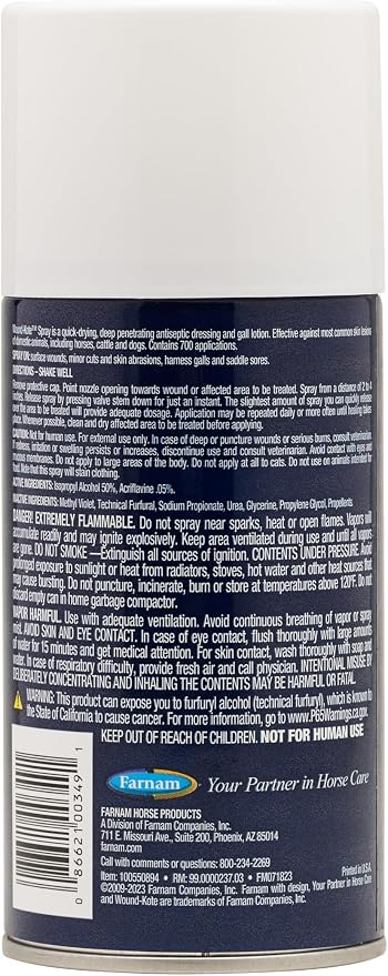 Farnam Wound-Kote Blue Lotion Spray Horse Wound Care, Antiseptic Spray for Dogs and Horses, Minor Wounds, Cuts and Sores, 7 Oz.