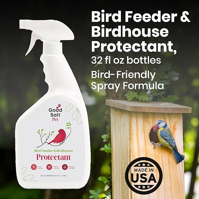 Good Salt Pet Bird Feeder & Bird House Protectant Spray, Natural Bird-Friendly Formula to Reduce Buildup & Extend Time Between Cleanings, 32 Ounce Bottle, 2 Pack