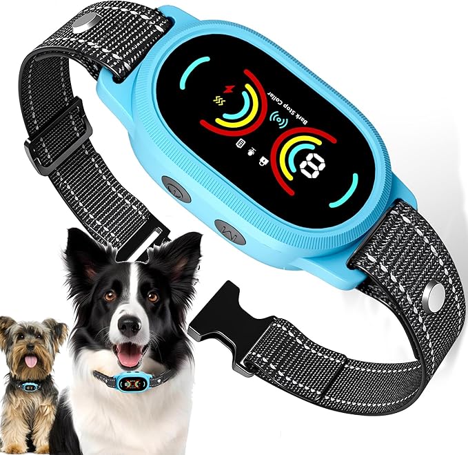 Dog Bark Collar, Rechargeable Bark Collar for Large Dog, IP67 Waterproof Anti Barking Collar Dogs with Adjustable Sensitivity for Medium and Small Dogs (DEEP Blue)