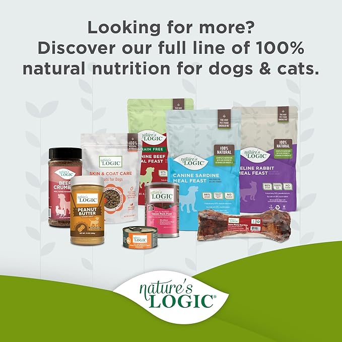 Nature's Logic Dry Dog Food - 100% Natural - No Synthetics - for All Ages, Sizes, Breeds - Free from Common Allergens, High Protein - Chicken Meal Feast, 25lbs