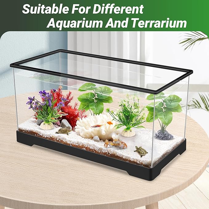 GOZILLA Fish Tank Plants, Reptile Artificial Plastic Plants, Reptile Plants for Terrarium, Aquarium Decorations Resin Pedestal Ornaments for Fish Tank Accessories Set.(4PCS/C-Set)