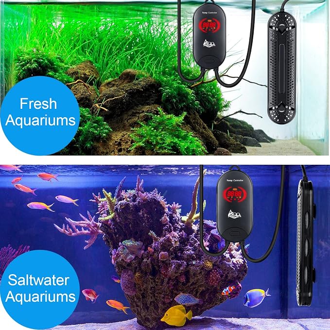 AQQA Aquarium Heater 500W for 66-135 Gallon Submersible Fish Tank Heater 75 Gallon Betta Fish Heater Aquarium Thermostat Heater for Coral Marine & Freshwater Aquarium (500W, 66-135Gal)