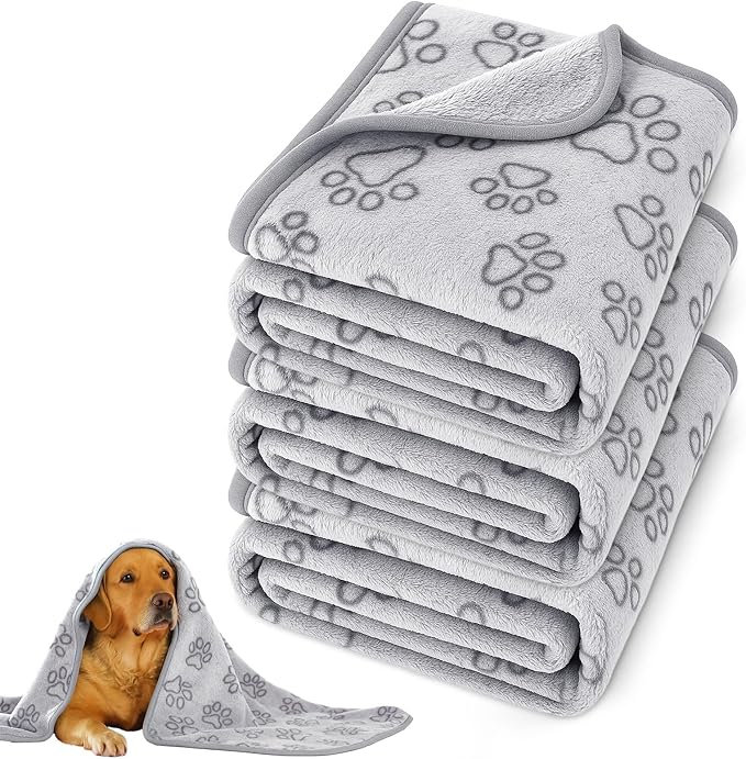 Dog Blankets for Medium Dogs, Cat, Premium Soft Dog Blankets for Small Dog Washable, Puppy Blanket Dogs Essentials for Puppies (3, Grey, 41" x 30")