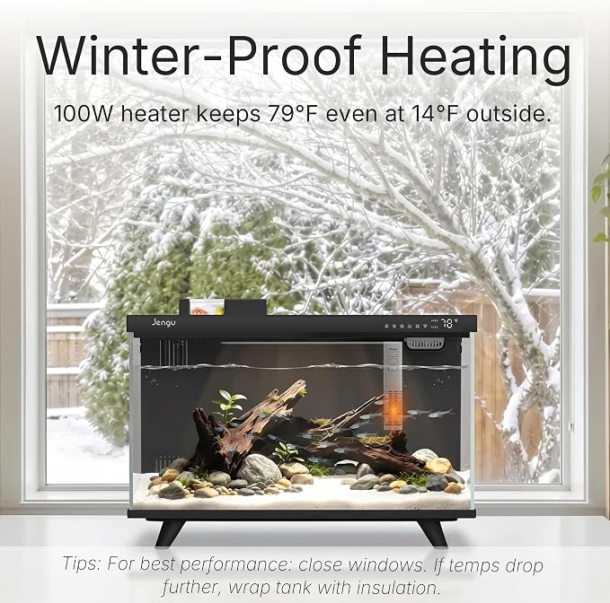 Digital Aquarium Heater for M1 Smart Tank, 100W Slot-Mounted Fish Tank Heater with Auto Shut-Off & Overheat Protection, Precise Temperature Control (64-94℉) | Slide-in installation, protective guard, one-touch digital temperature setting