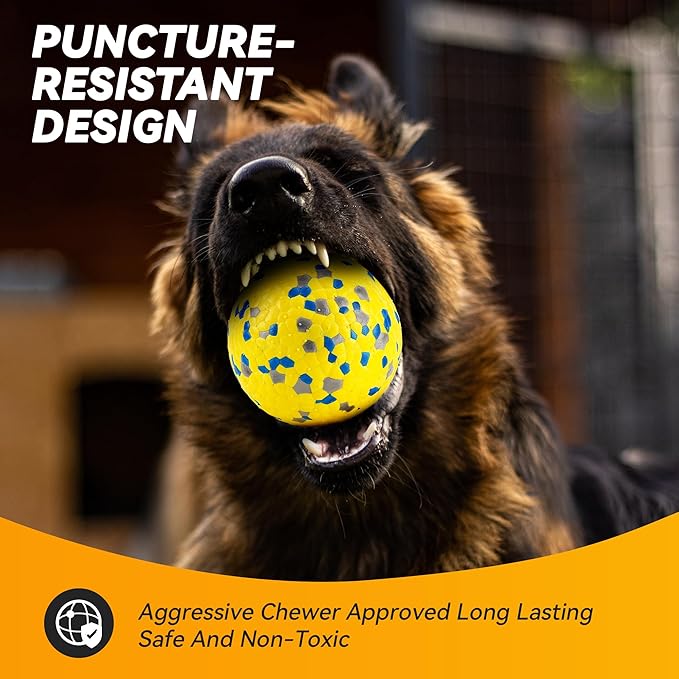 FUSOTO 2Pcs Dog Balls, Tennis Balls for Dog Aggressive Chewers, for Large Medium Small Puppy, Training Catch&Fetch, Water Floats Toys, Yellow
