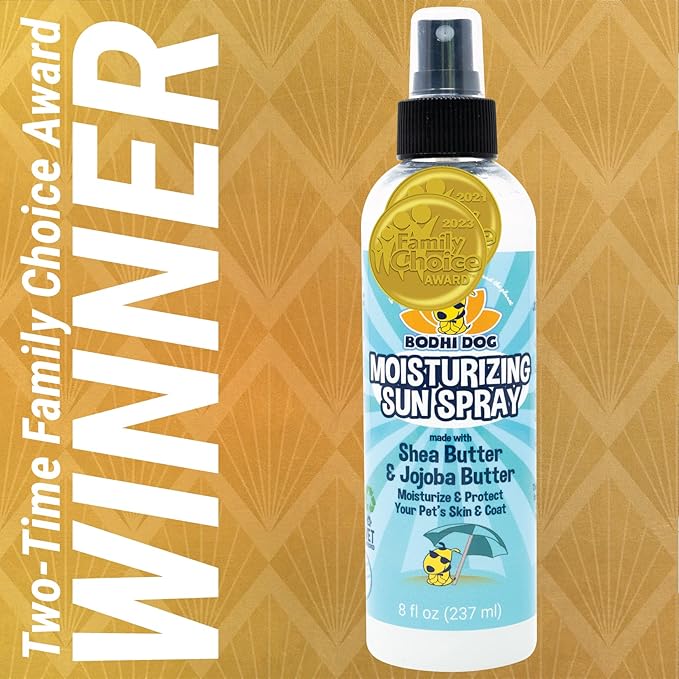 Bodhi Dog Sunscreen Moisturizing Pet Sun Spray - Safe for Dogs, Cats & Horses - Natural Protection for Skin, Coat, Nose, Ears - Hydrating & Non-Toxic - Made in USA (8 Fl Oz)