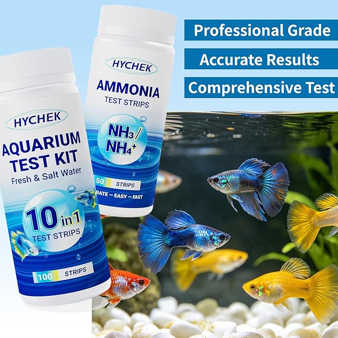 12 in 1 Accurate Aquarium Test Strips - 170 Strips | Fish Tank Aquariums Water Test Kit | Fresh & Salt Water Testing Kit | Includes Ammonia, Phosphate Strips and More.