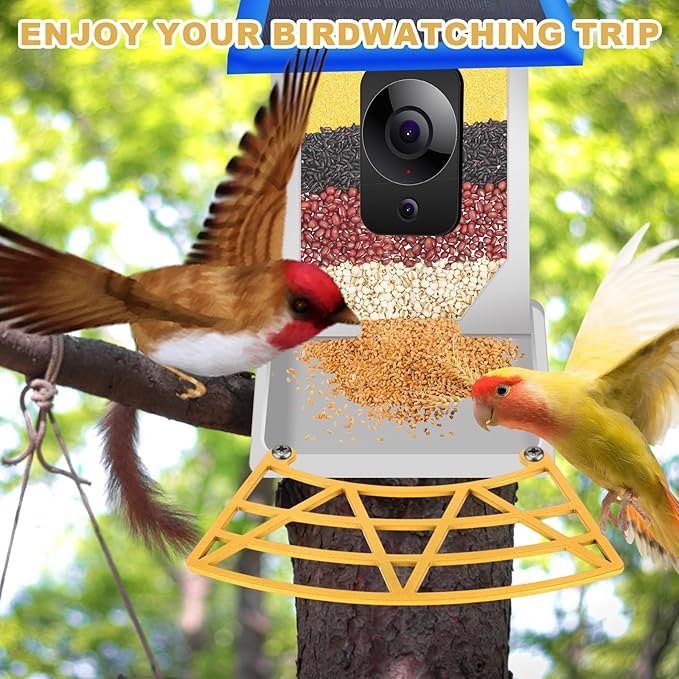 Bird Perch Extender for Smart Feeders, 18.5x10cm/7.28x3.9in Durable Fan Shaped Metal Perch Extender Accessories with Screws Attracts More Birds & Improves Camera View