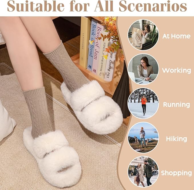 Justay 5 Pairs Womens Wool Socks Thick Warm Winter Socks Casual Cozy Socks Vintage Knit Crew Socks Gift for Women