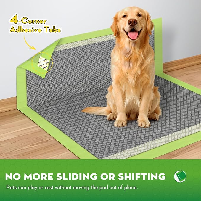 CROCI Dog Pads Extra Large, 28"x34" Pee Pads for Dogs, 2X Odor-Control with Charcoal & Bamboo Material, 4-Corner Adhesive Tabs, Super Absorbent & Leak-Proof (50 Counts)