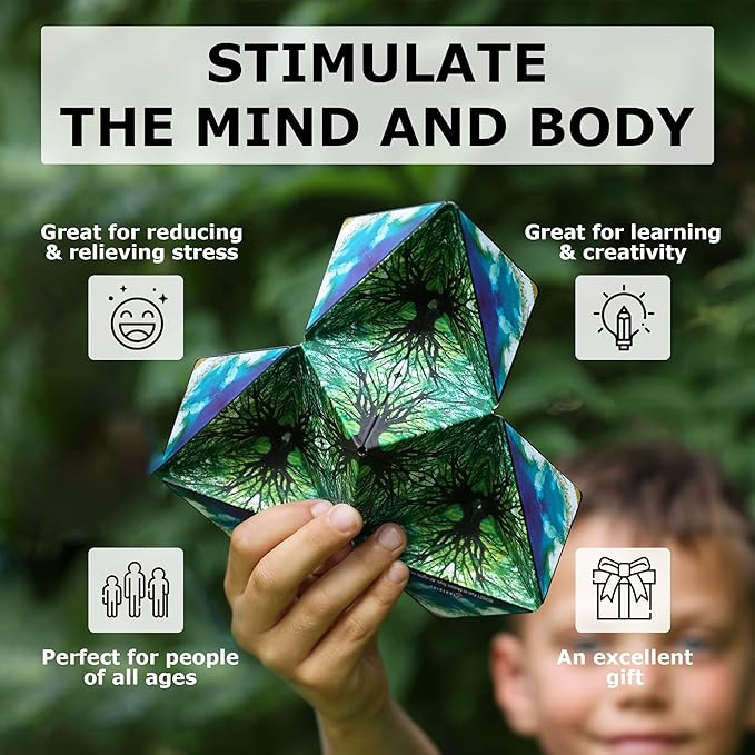 Shashibo Shape Shifting Box - Award-Winning STEM Fidget Toy with Ultra Strong Magnets - Puzzle Cube Transforms Into 100+ Shapes, Perfect Sensory Gift for Kids, Teens, and Adults (Chaos)