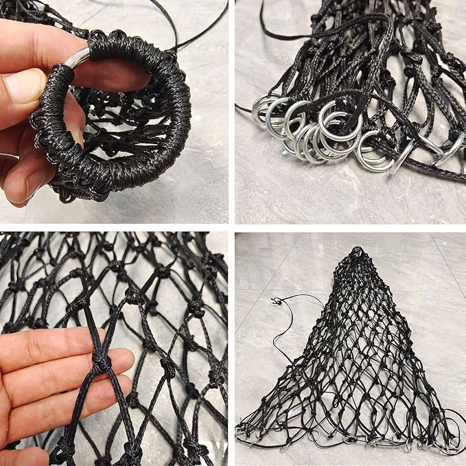 6 Pcs Hay Bags for Horses: 40 inch Long Slow Feed Hay Net for Horses - 2 * 2 inch Holes Mess with Nylon Rope Hanging (Black)