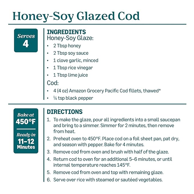 Amazon Grocery, Wild Caught Pacific Cod, Boneless Skinless Fillets, 16 oz (Previously Amazon Fresh, Packaging May Vary)