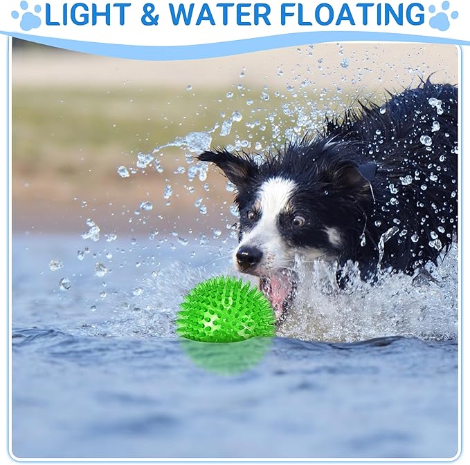 LECHONG 4-Pack Large Squeaky Dog Balls, 4.5" Rubber Spiky Dog Balls for Large Medium Aggressive Chewers Teeth Cleaning, Chew Toy for Training & Boredom Buster