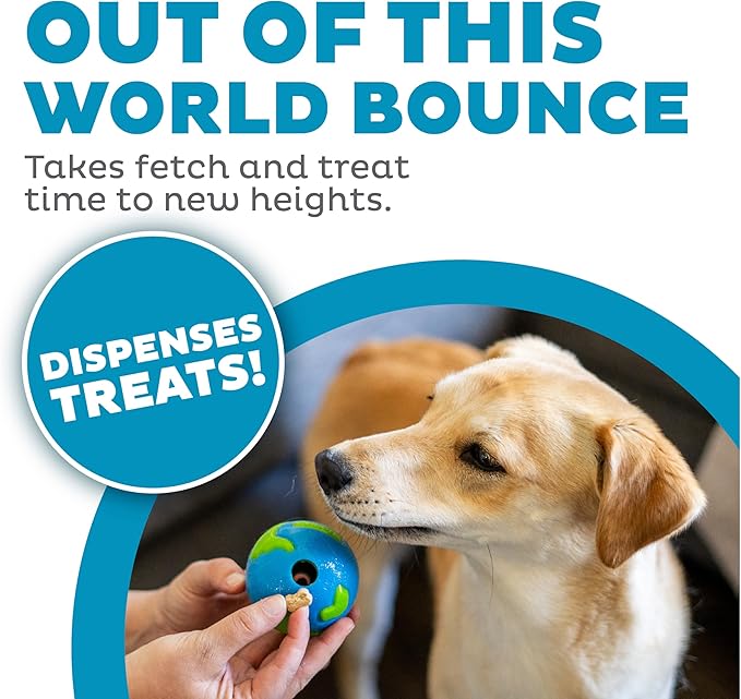 Outward Hound by Planet Dog Orbee-Tuff Planet Ball Blue/Green Treat-Dispensing Dog Toy, Small
