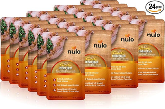 Nulo FreeStyle Cat Broth Pouches - Chunky Chicken, High-Protein Wet Cat Food Topper, Soup-Like Treat for Indoor & Outdoor Kittens and Adults, 24x2.8oz