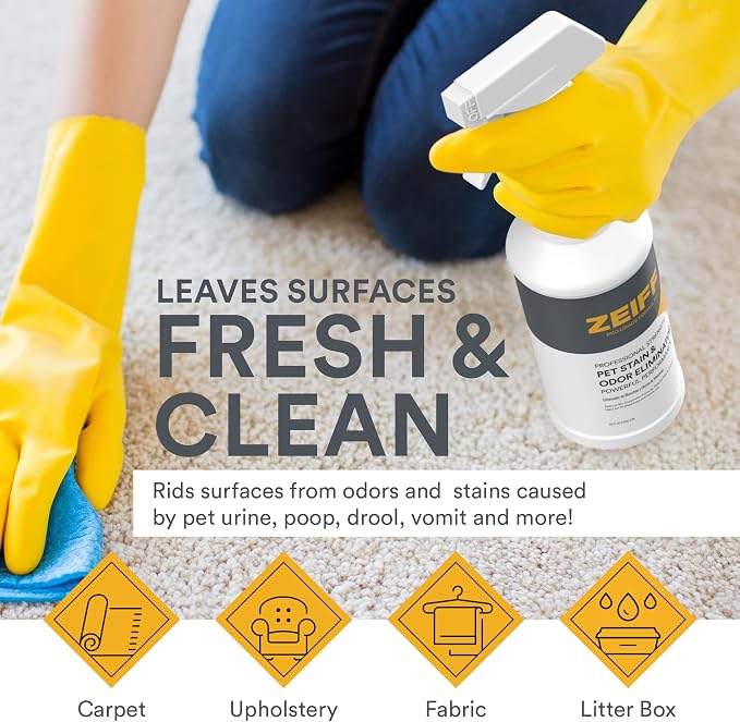 Zeiff Pet Stain and Odor Remover - Pet Odor Eliminator for Home and Professional Use - Carpet Stain Remover - Pet Urine Enzyme Cleaner for Dog and Cat Pee, Feces, and Fluids - 1 Gallon, 2 Pack
