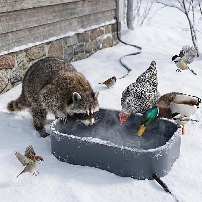 Heated Water Bowl, 5.5L/1.45Gal Extra Large Winter Freeze Proof Pet Heated Water Bowl with Anti Chewy Long Cord, BPA-Free, for Dog Cats Rabbit Chicken Duck Squirrel Animals Outside Heated Water Bucket