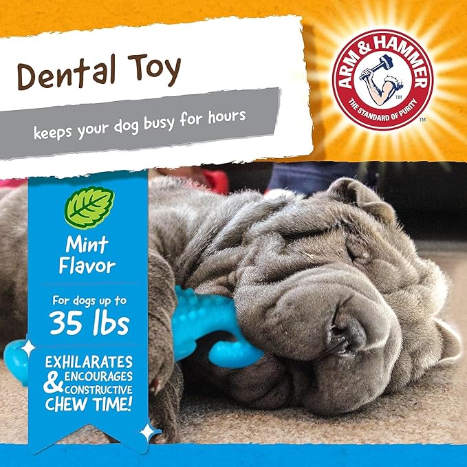 Arm & Hammer Nubbies Gator Dental Chew Toy for Dogs, Mint Flavor, Baking Soda Infused, Scrubbing Grooves to Reduce Plaque and Tartar, No Stuffing, for Moderate Chewers - 2 Pack